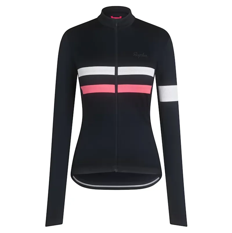 Rapha Women's Brevet Long Sleeve Jersey Large Dark Navy/Hi-Vis Pink 